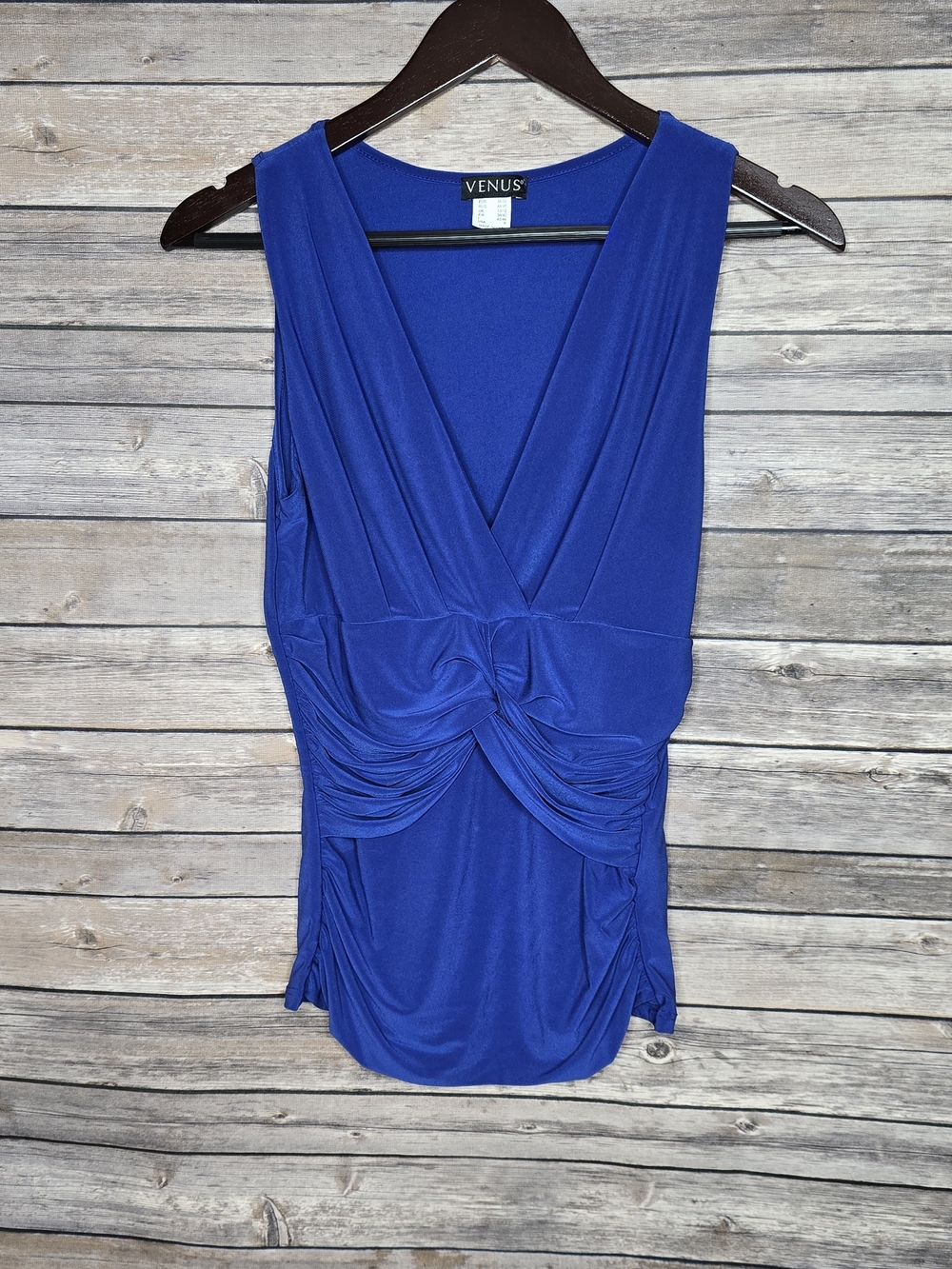 VENUS Cobalt Blue Twist-Front V-Neck Sleeveless Top